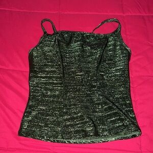 Iridescent Gold Green Cropped Tank Top built in bra